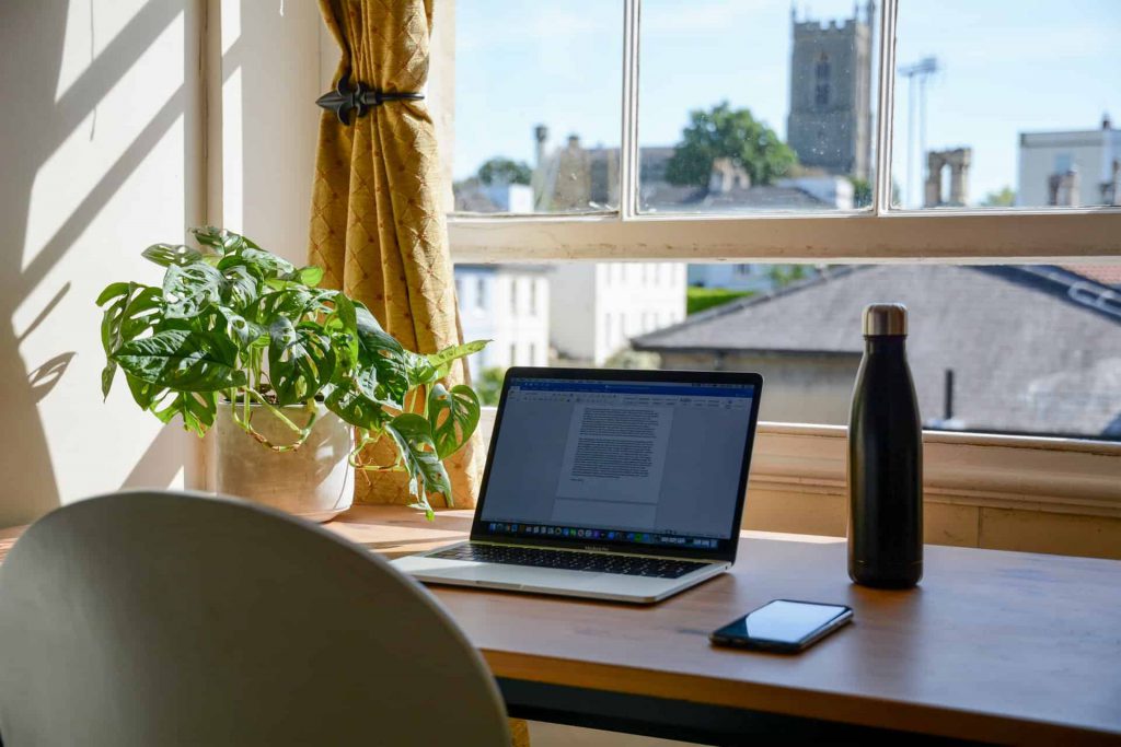 The desk of someone working at home