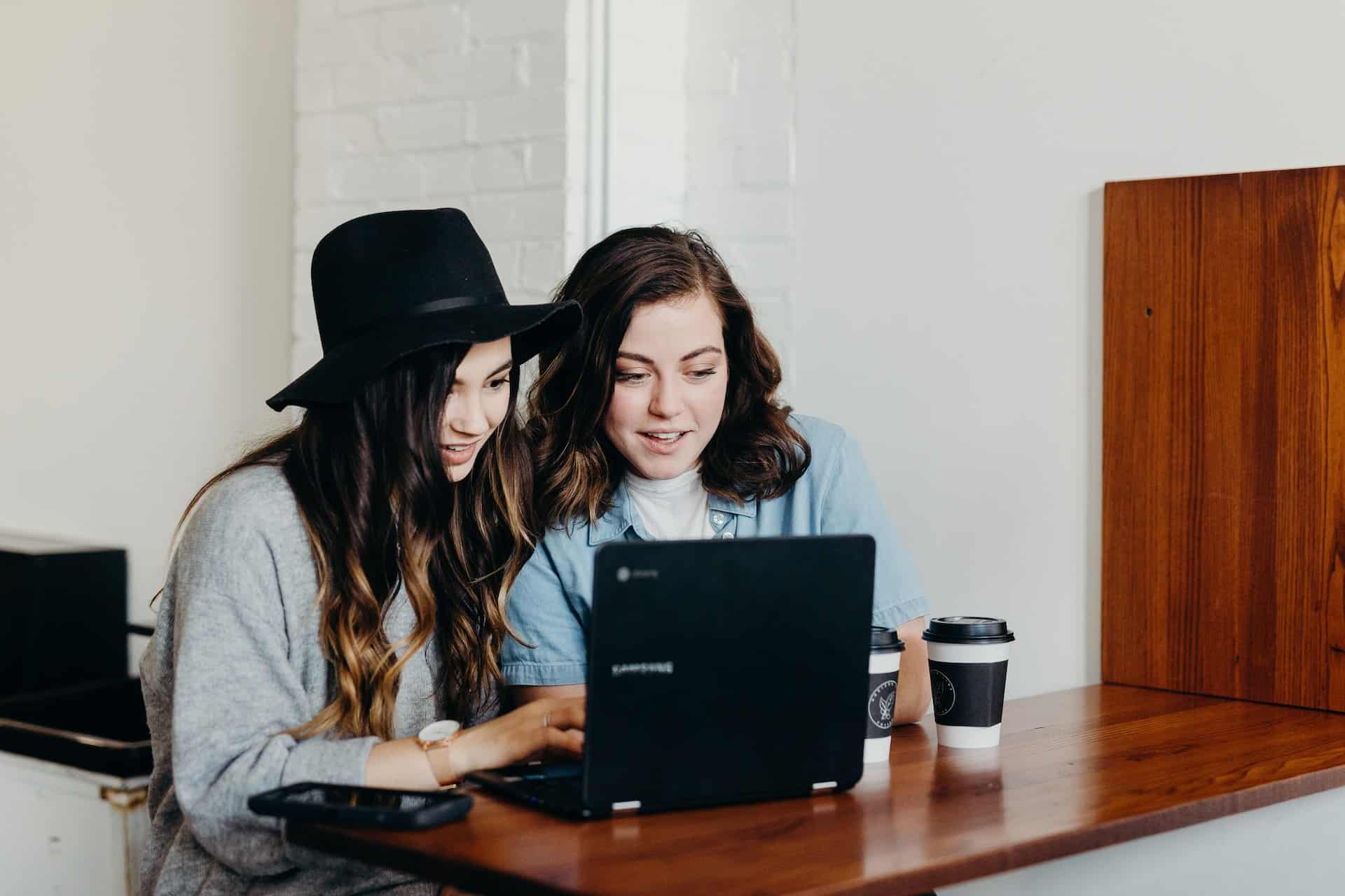 Women using monthly internet service