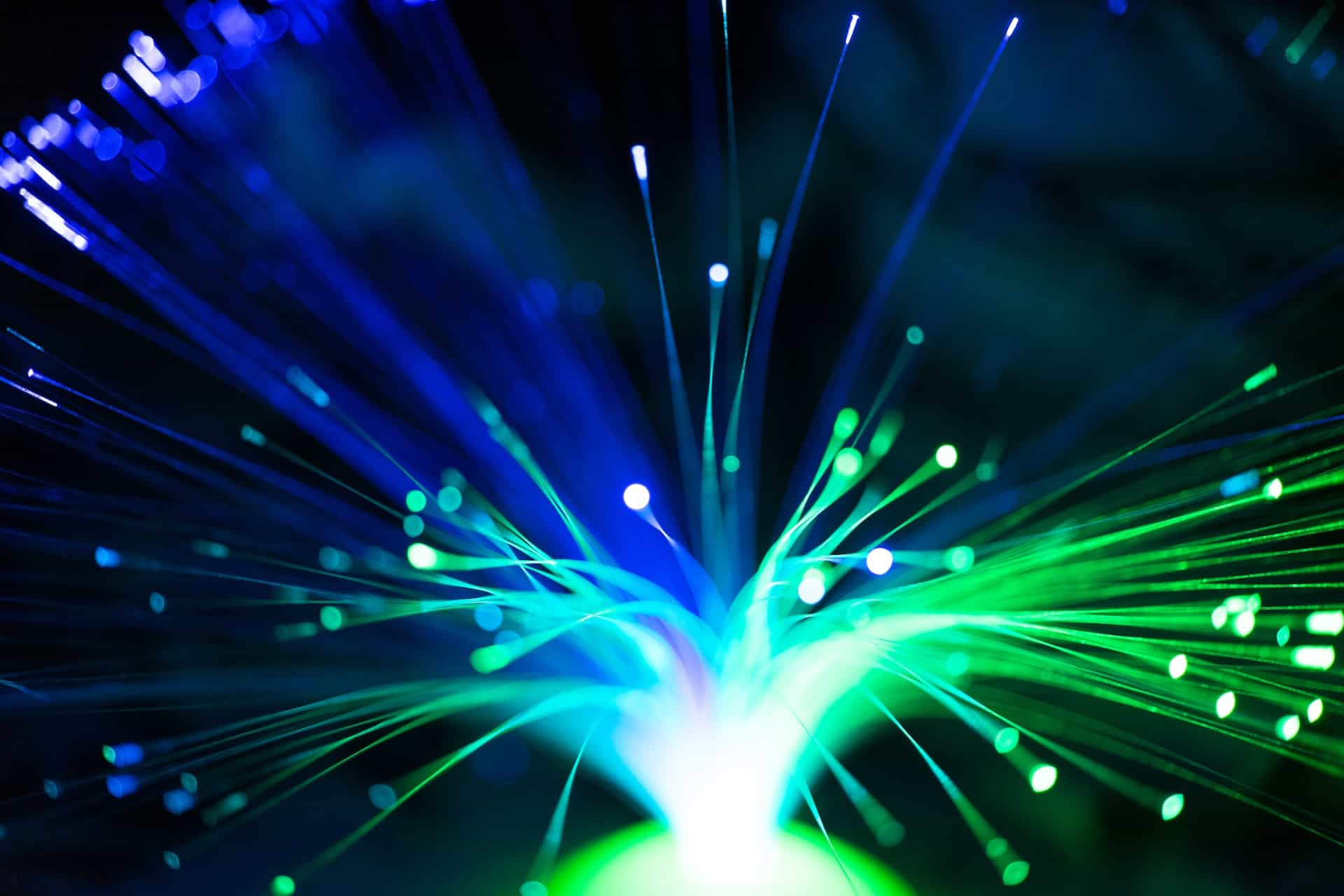 green and blue optic fibres