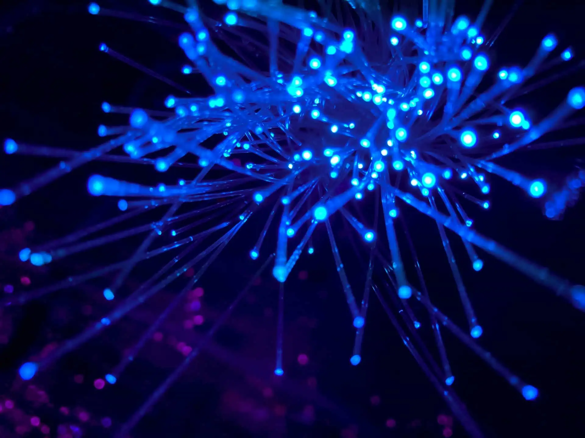 Blue lights representing fibre internet image