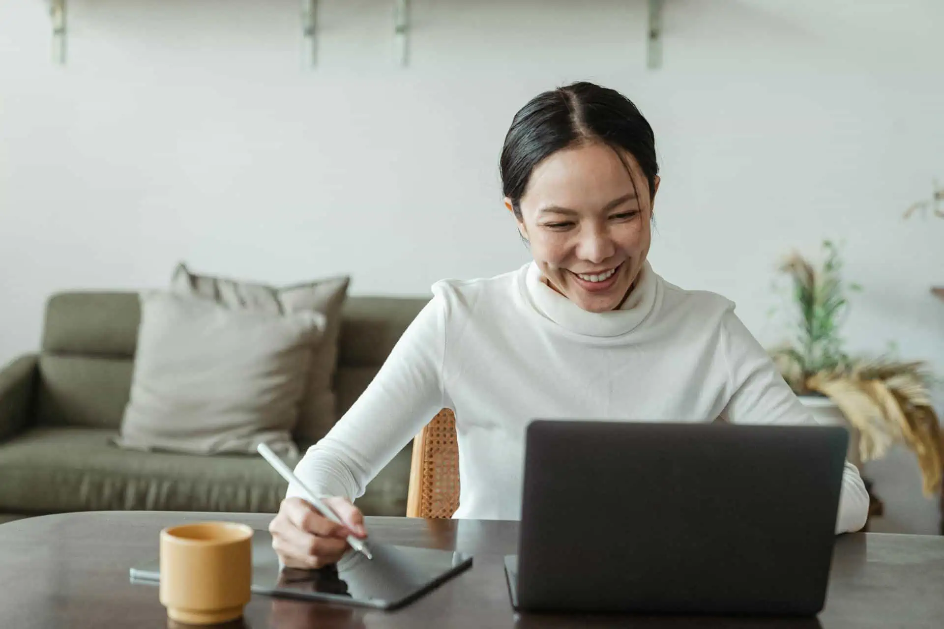 Woman doing research on her laptop image