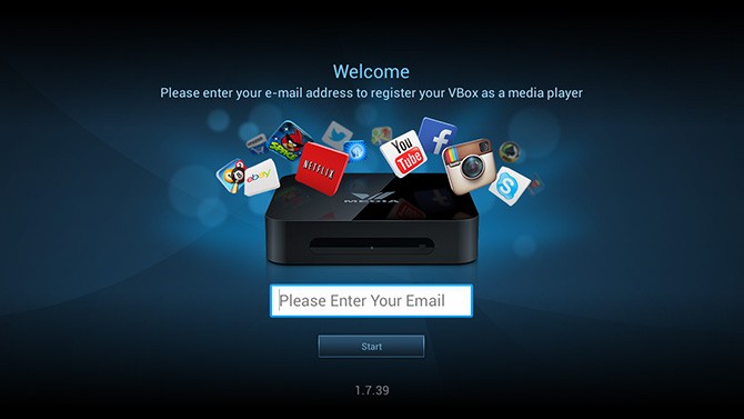 On the next screen, please enter your email address to register your VBox.